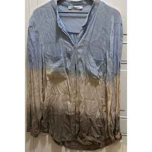 Ivy And Lace Italian Designed Beaded Long Sleeve Ombre Blouse Size Medium‎ Light